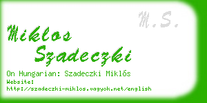 miklos szadeczki business card